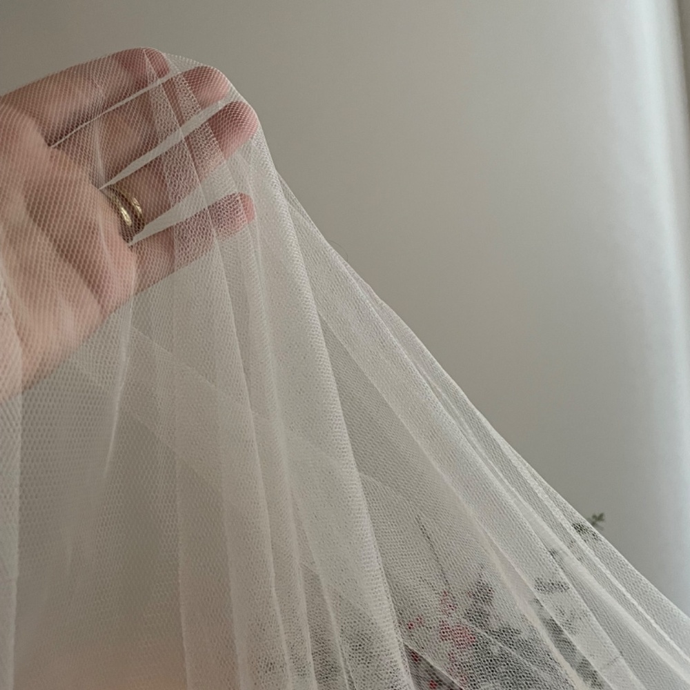 Cathedral length Bridal Neck Scarf in fine English net - Picture 6 of 7